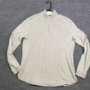 Left Coast Tee Mens Gray 100% Cotton Quarter Zip Pullover Sweater Size M Peru